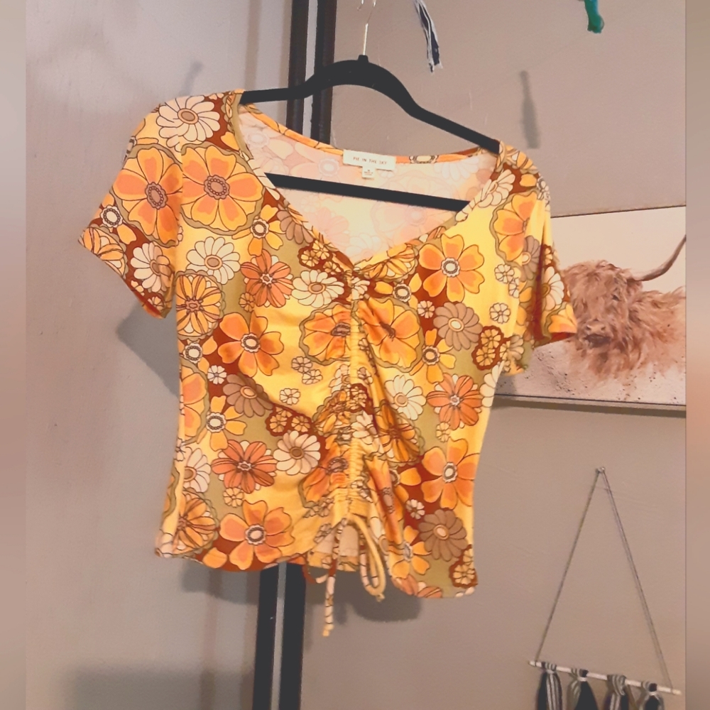 floral vintage look 1970 t-shirt